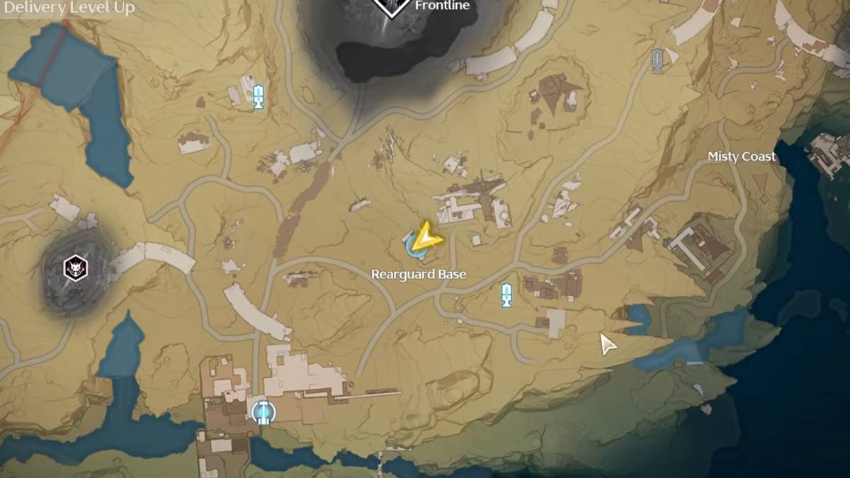 Rearguard Base Surveillance Station location marked on the Wuthering Waves map