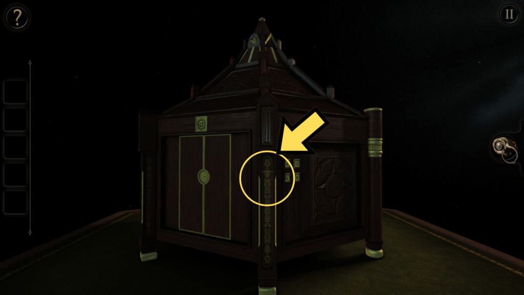 A suspicious pillar with a handle on the box in the first chapter walkthrough of The Room