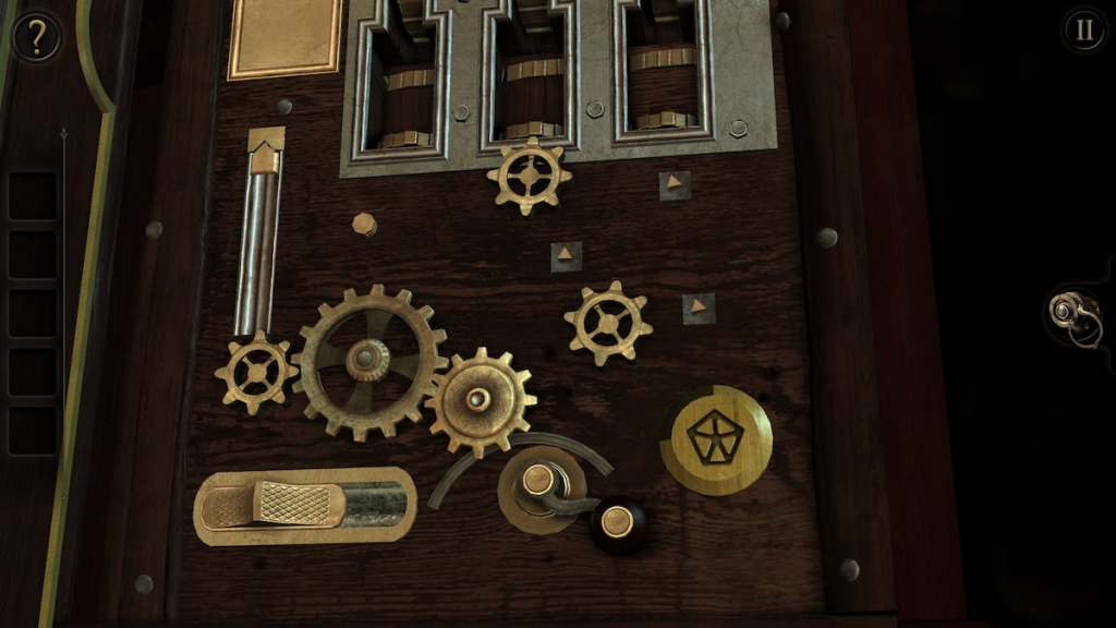 The location of the Pentagon button next to the gears on the starry box