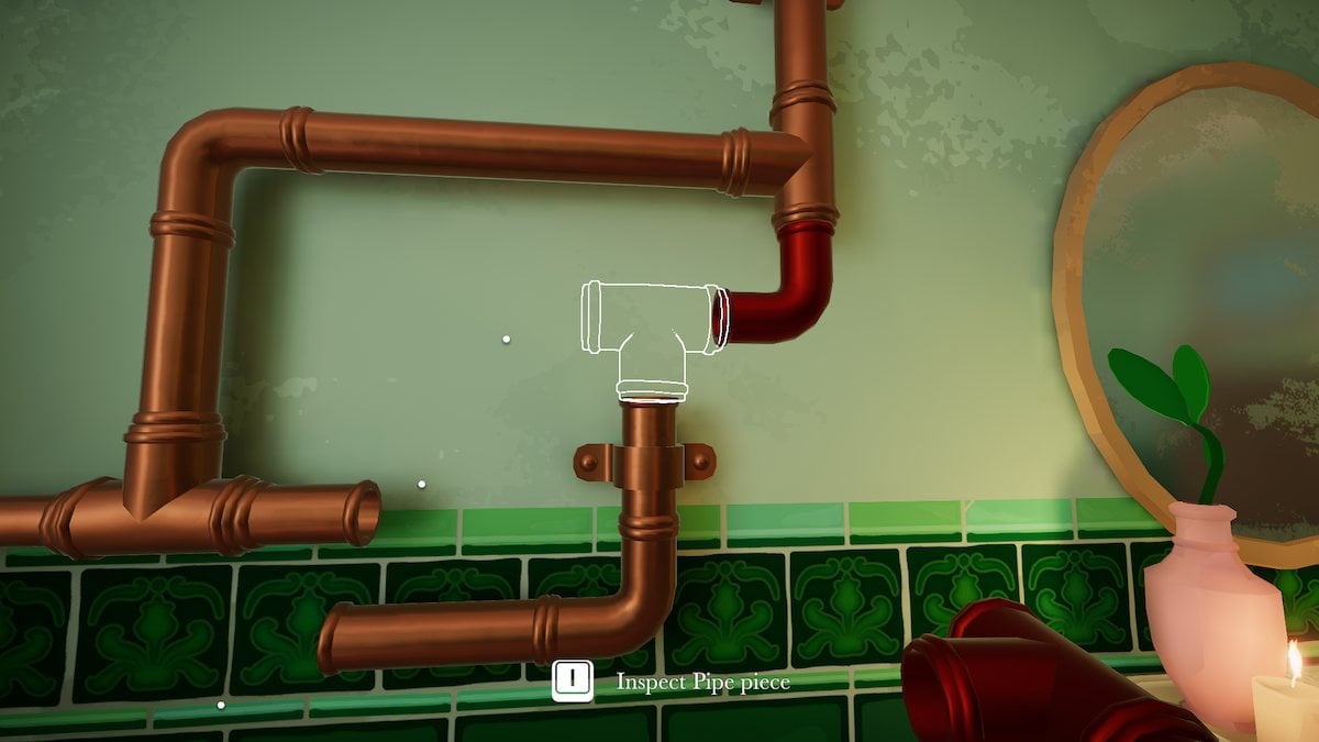 Bathroom pipe puzzle in Botany Manor.
