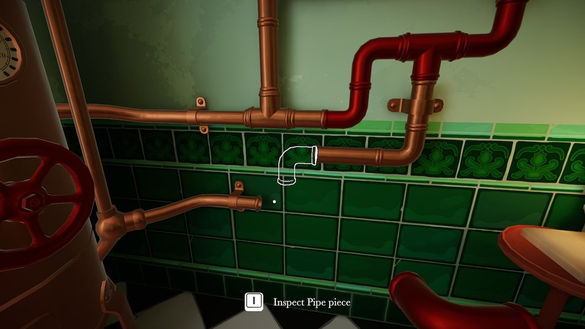 Bathroom pipe puzzle in Botany Manor.