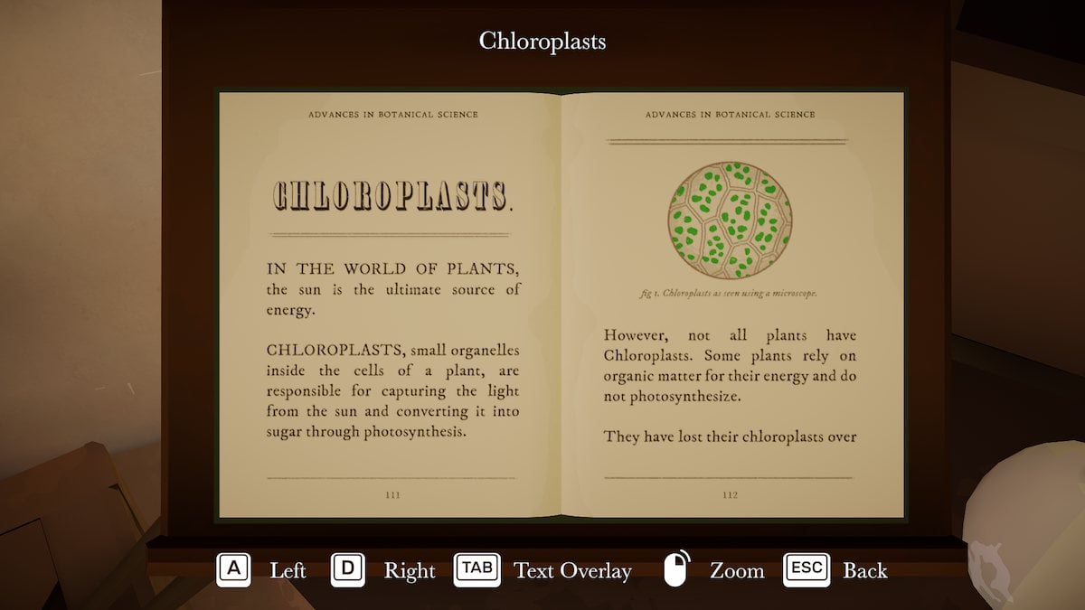 Chloroplasts book in Botany Manor. 