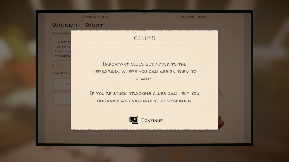 Clue information in Botany Manor. 
