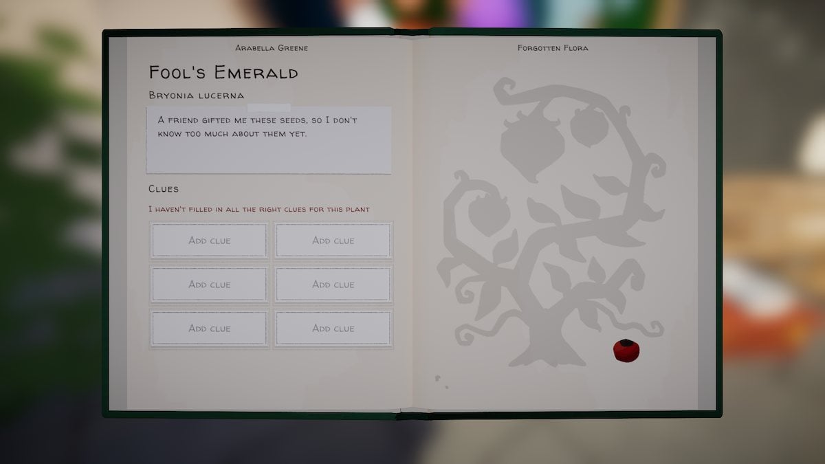 Fool's Emerald page in Botany Manor. 