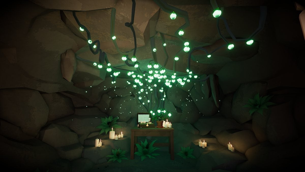 Fool's Emerald in the cave in Botany Manor. 
