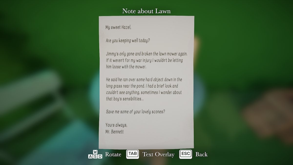 Note about lawn in Botany Manor. 