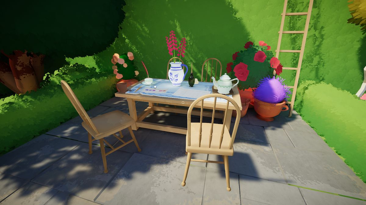 Formal garden table in Botany Manor.