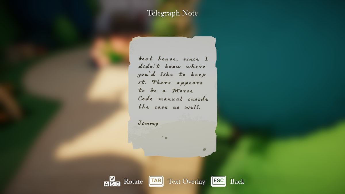 Telegraph note in Botany Manor. 