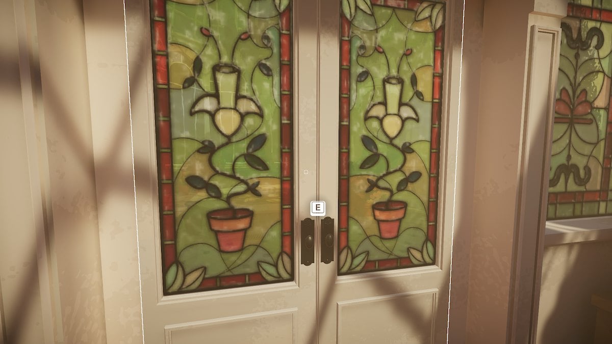 Greenhouse doors in Botany Manor.