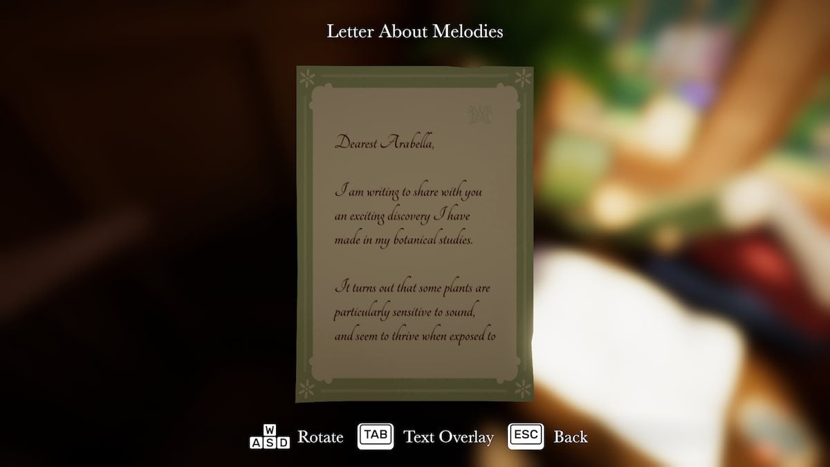 Letter in Botany Manor.