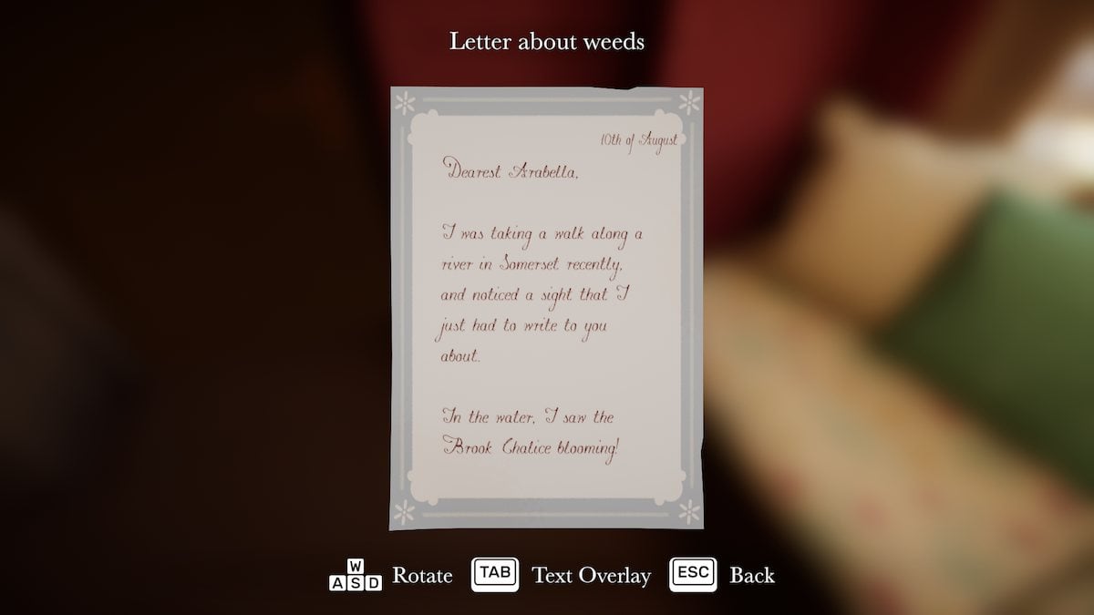 Letter about weeds in Botany Manor. 