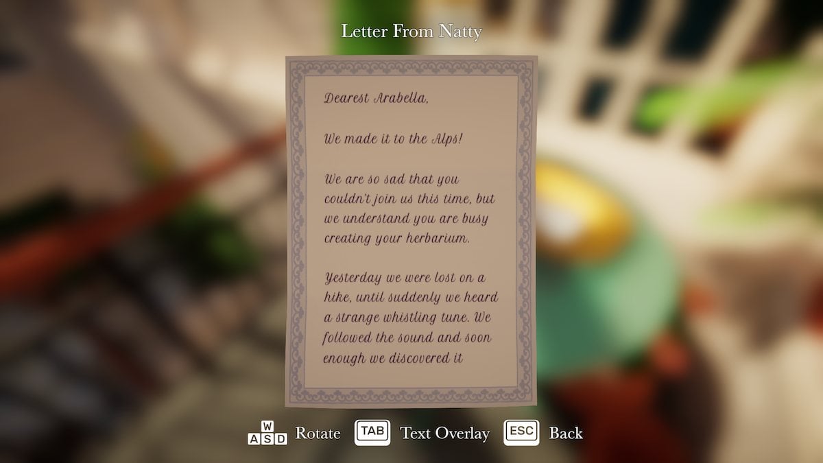 Letter from Natty in Botany Manor. 