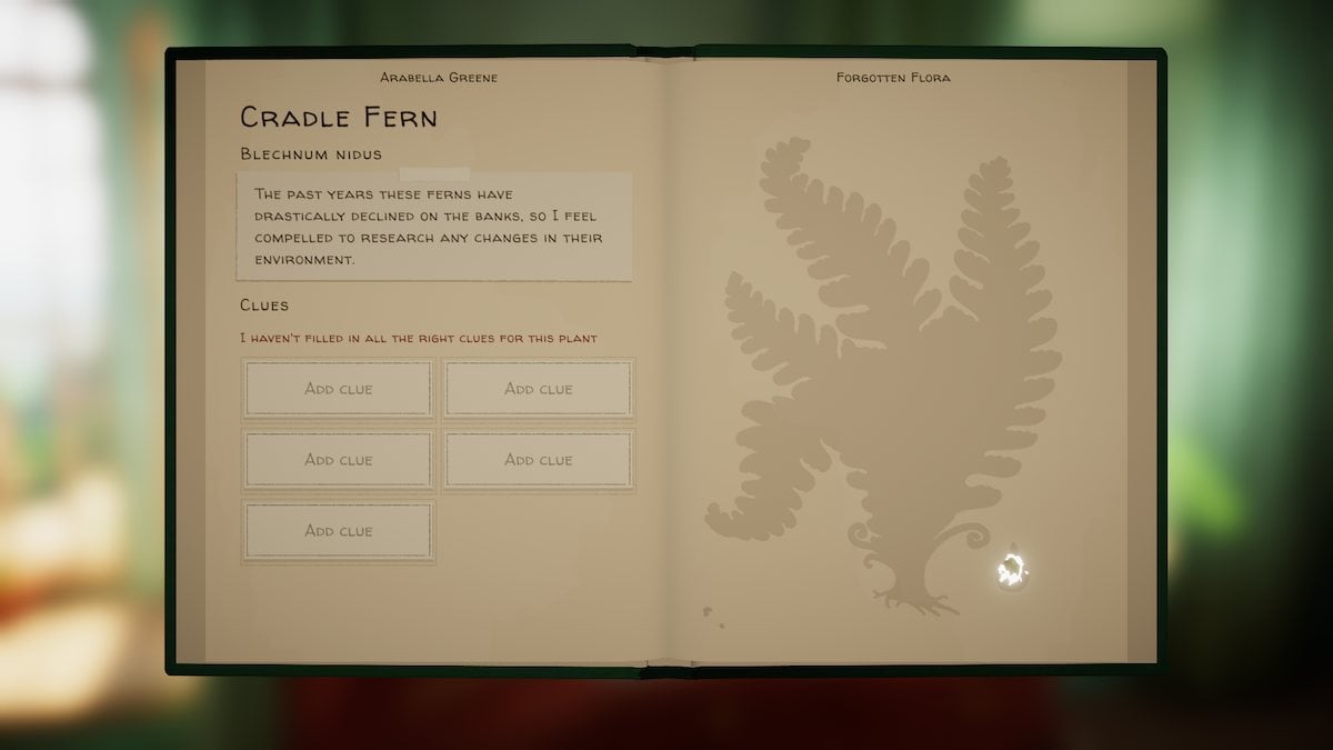 Cradle Fern page in Botany Manor.