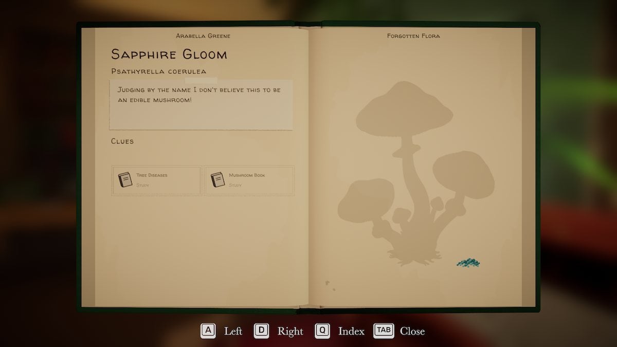 Sapphire Gloom clues in Botany Manor. 