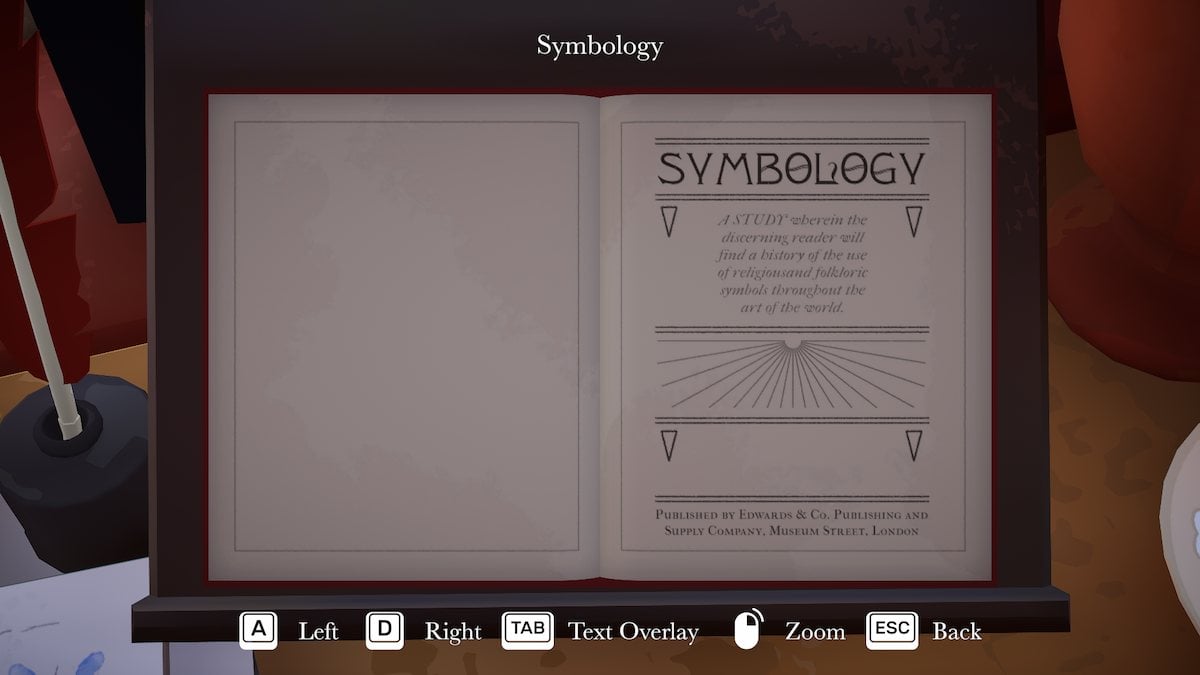 Symbology book in Botany Manor. 