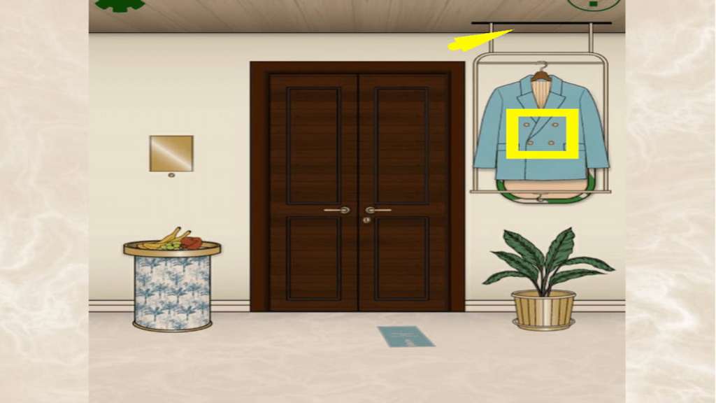 Trap door suit jacket buttons clue in Closet Bacon HIS Escape Room