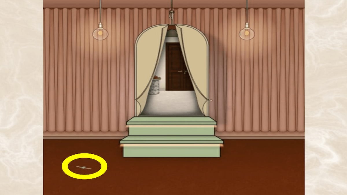 Door tie clip location in Closet Bacon HIS Escape Room