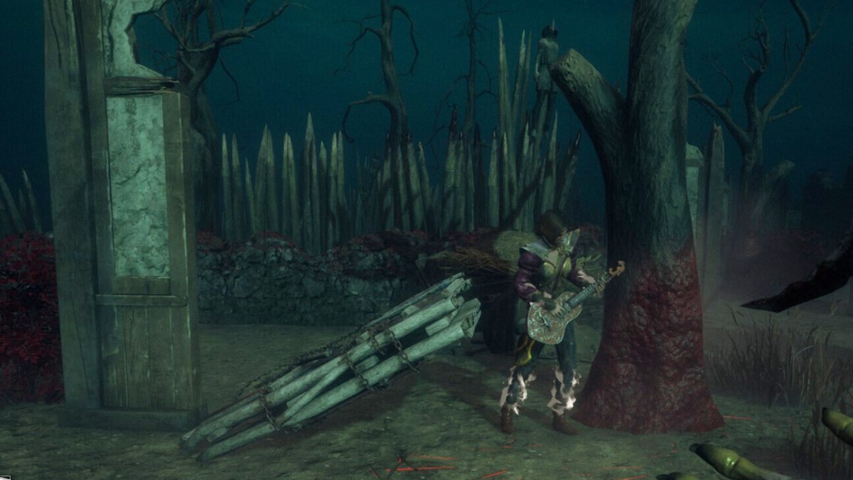 Aestri playing the lute in the devil pallet on the Forgotten Ruins map in DBD