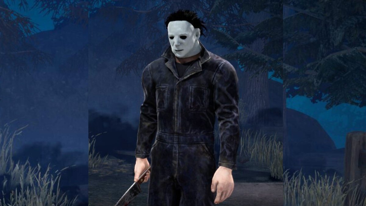 Michael Myers standing in the lobby of Dead by Daylight