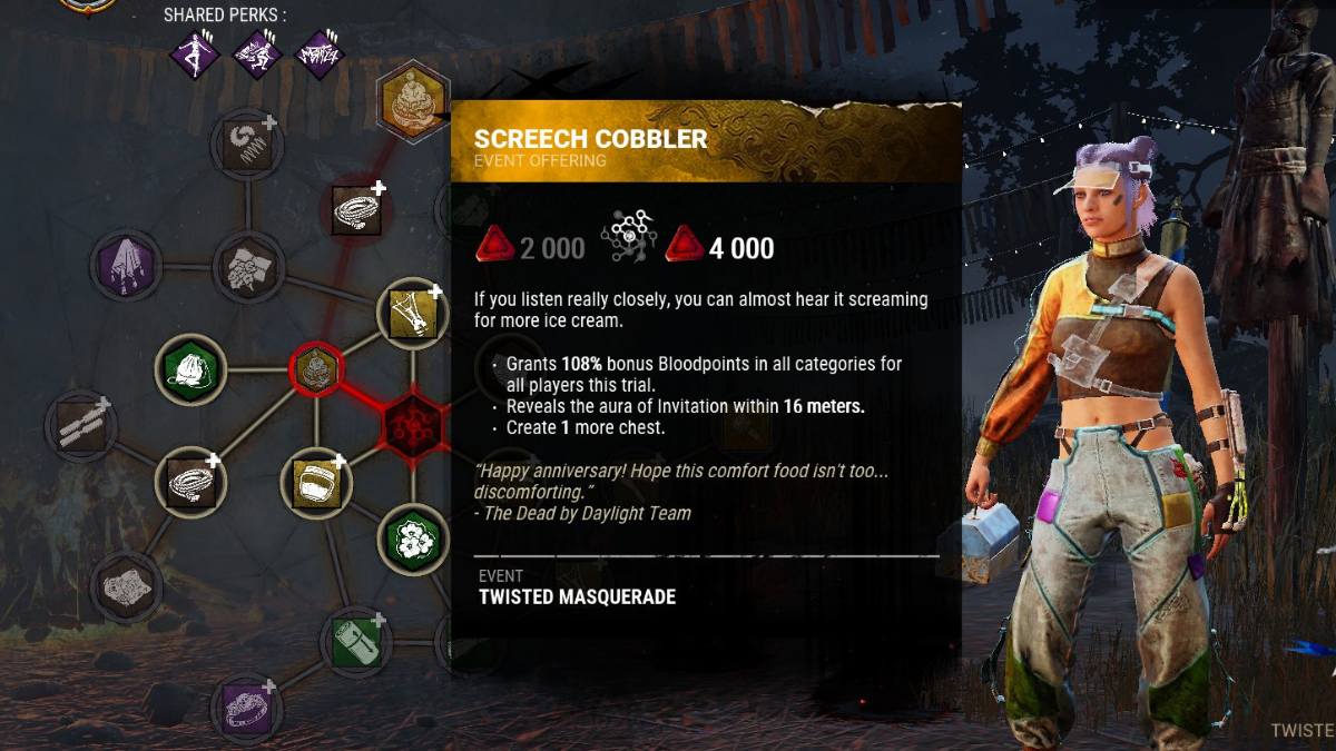 Screech Cobbler Twisted Masquerade event offer in DBD