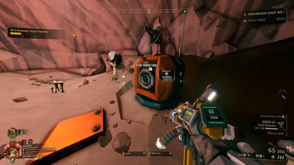Deep Rock Galactic Deep Scan mission to connect cable to crystal