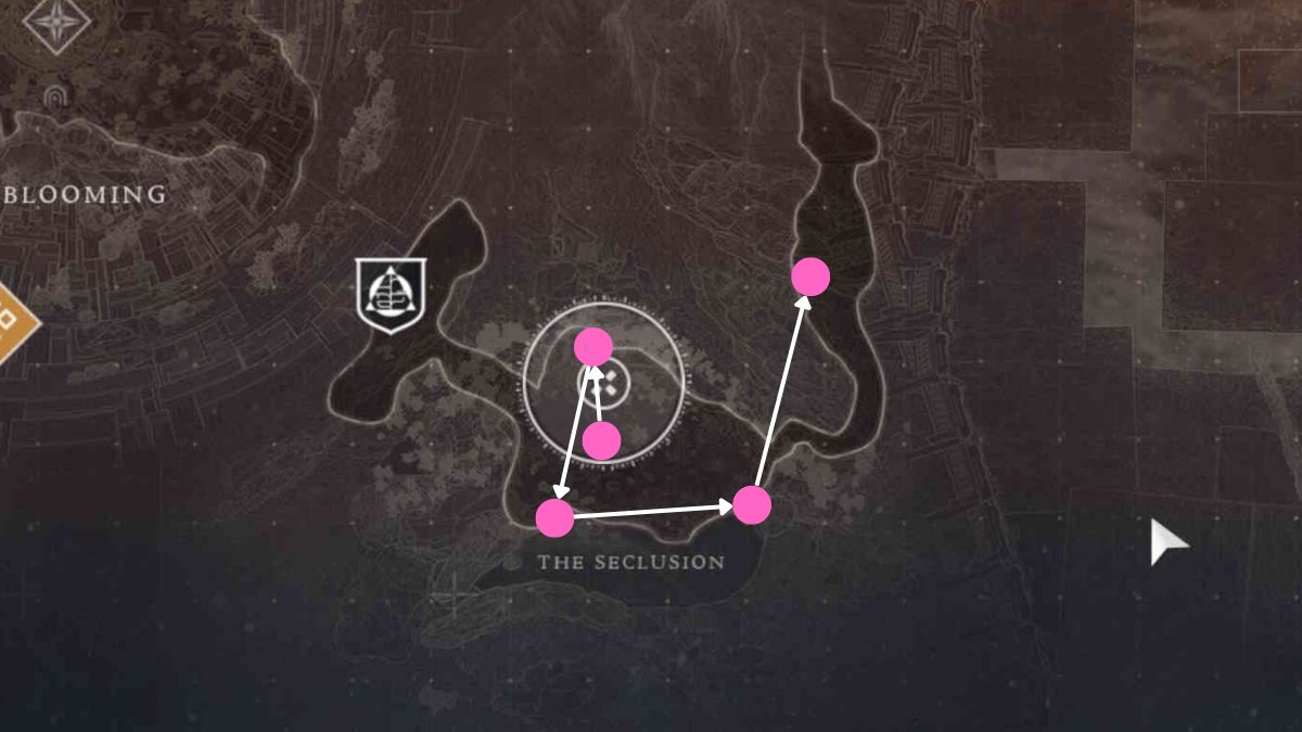 Map with all locations of The Seclusion Feather in Destiny 2