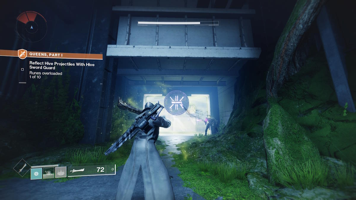 A rune puzzle monster in Destiny 2.