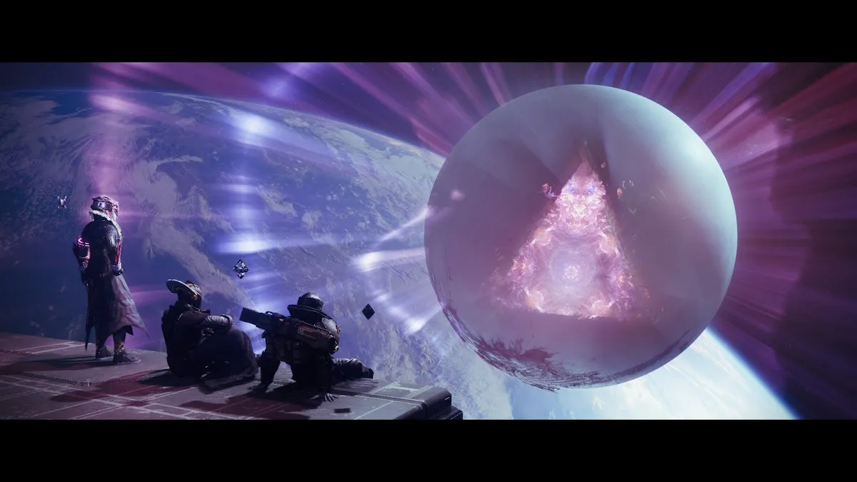 The cutscene from the post completion event in Destiny 2.