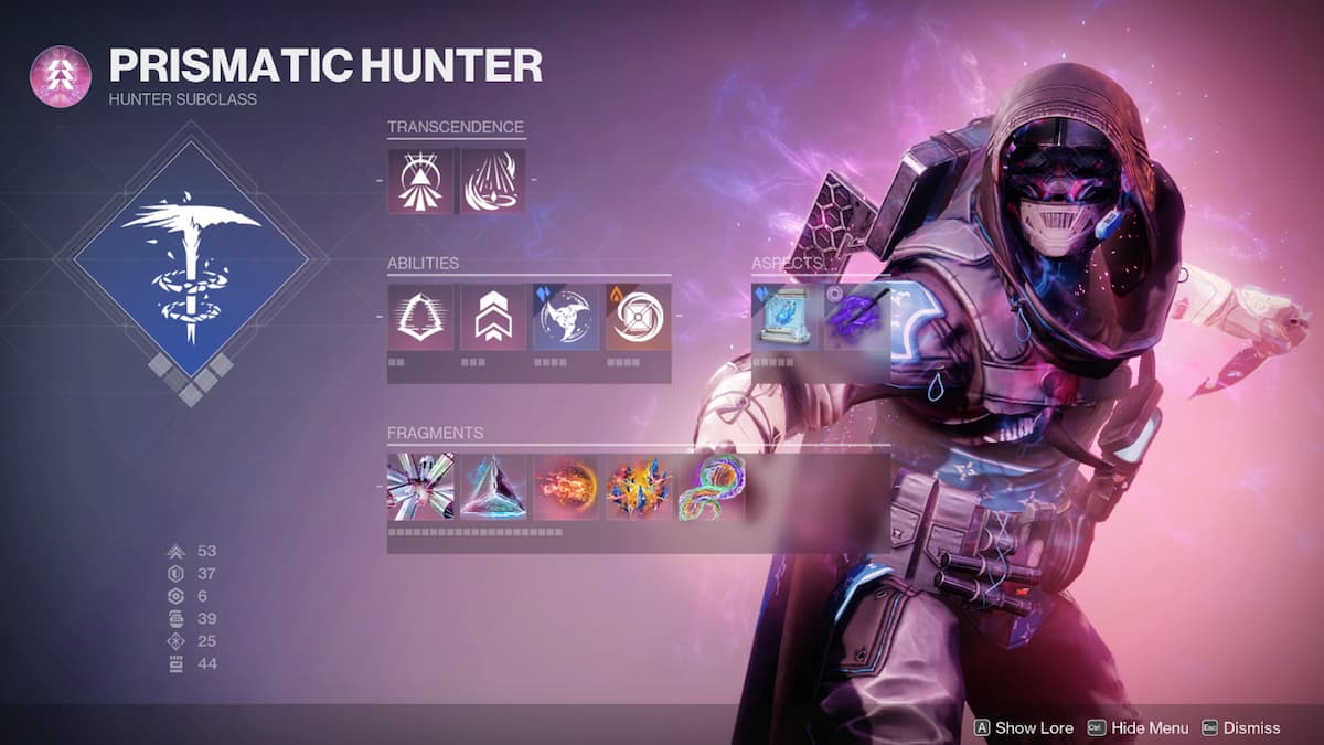 Prismatic Hunter ability screen in Destiny 2