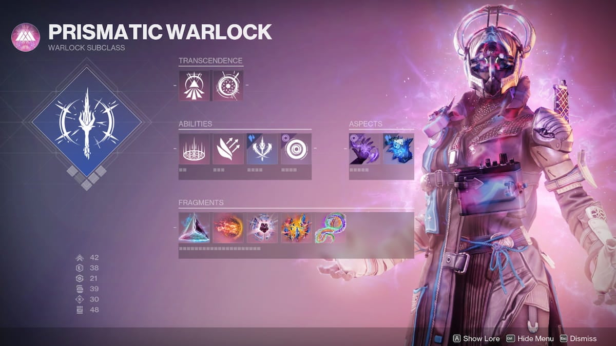 Destiny 2 Prismatic Warlock abilities screen