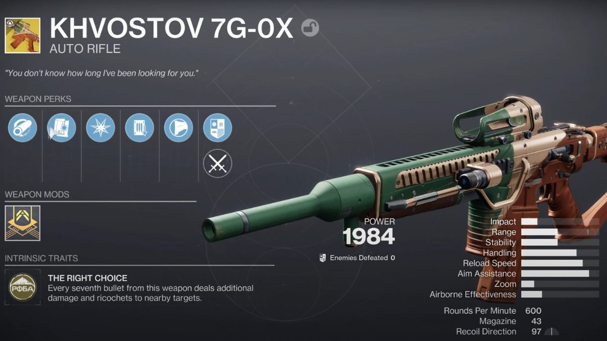 How to get legendary and exotic Khvostov 7G-0X auto rifle in Destiny 2 ...