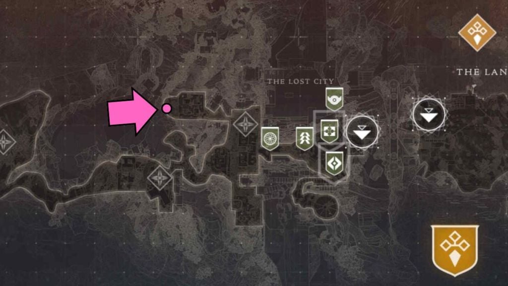 Map location of the Vision of Traveler in the Lost City in Destiny 2 The Final Shape