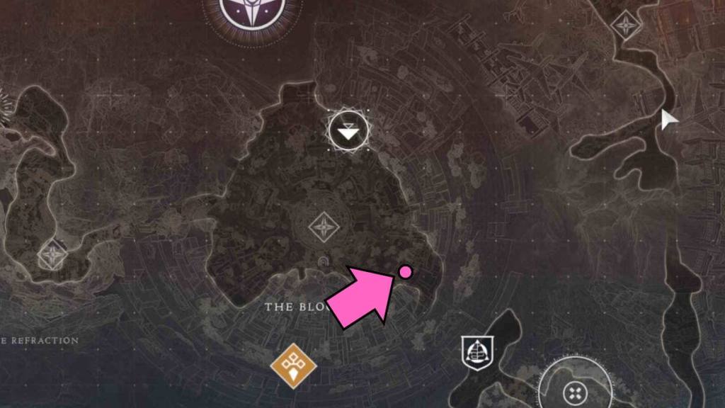 Map location of Traveler's Vision in The Bloom in Destiny 2 The Final Form