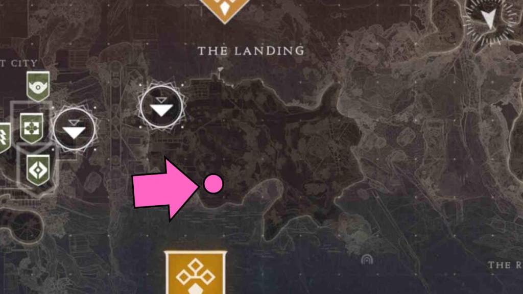 Map location of the Paranormal Activity in Destiny 2 The Landing