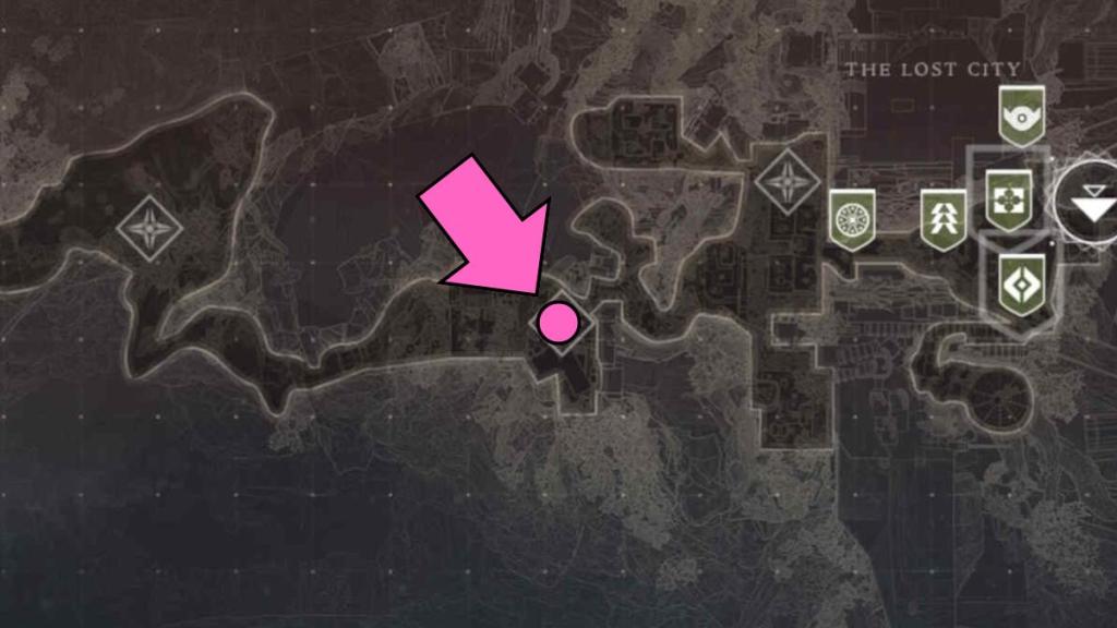 Map location of the Paranormal Activity in Destiny 2 The Lost City Outskirts
