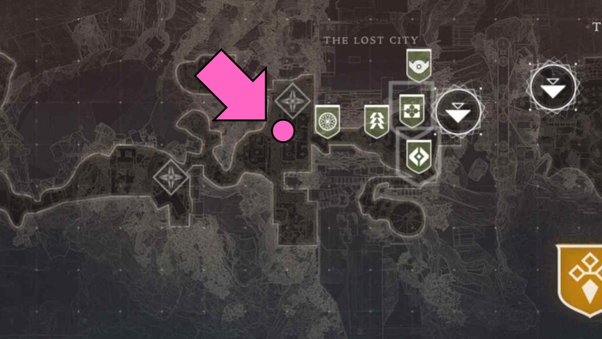 Map location of the Paranormal Activity in Destiny 2 The Lost City