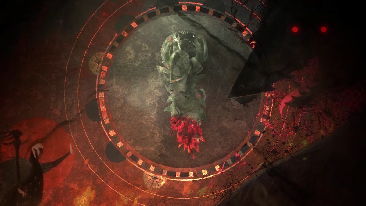 The single teaser image from The Game Awards 2018 Dragon Age 4 announcement, showing the Inquisitor on the left and the Dread Wolf on the right. 