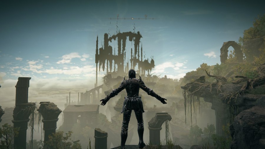 Emoting at Rauh Ruins in the DLC for Elden Ring.