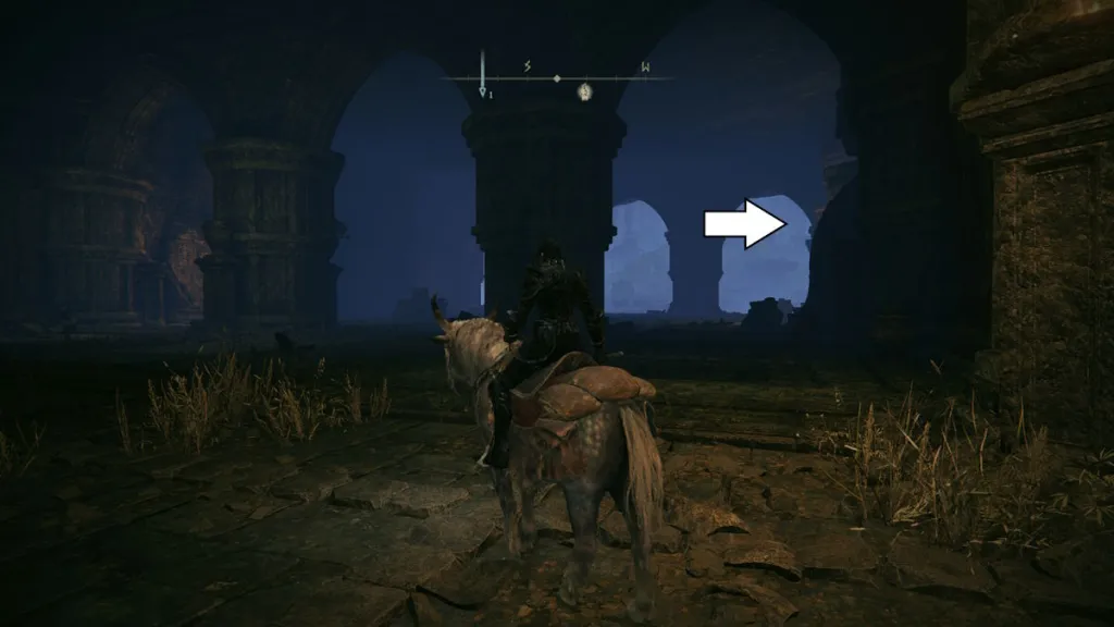 Directions to the next Place of Grace in Rauh Ruins in the DLC for Elden Ring.