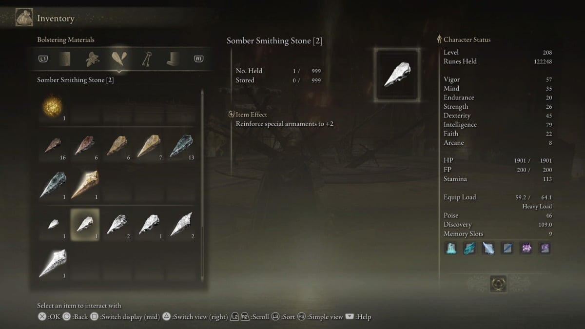 Some of the upgrade materials in Elden Ring