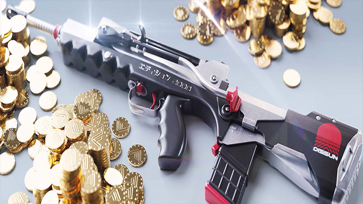 The Finals FAMAS surrounded by gold coins