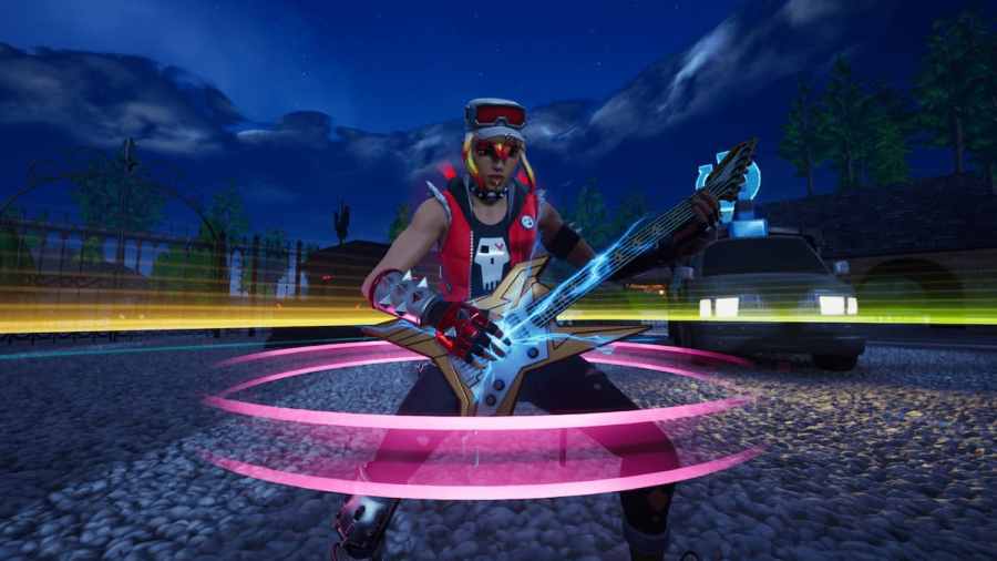 Jamming at a jam statue in Fortnite