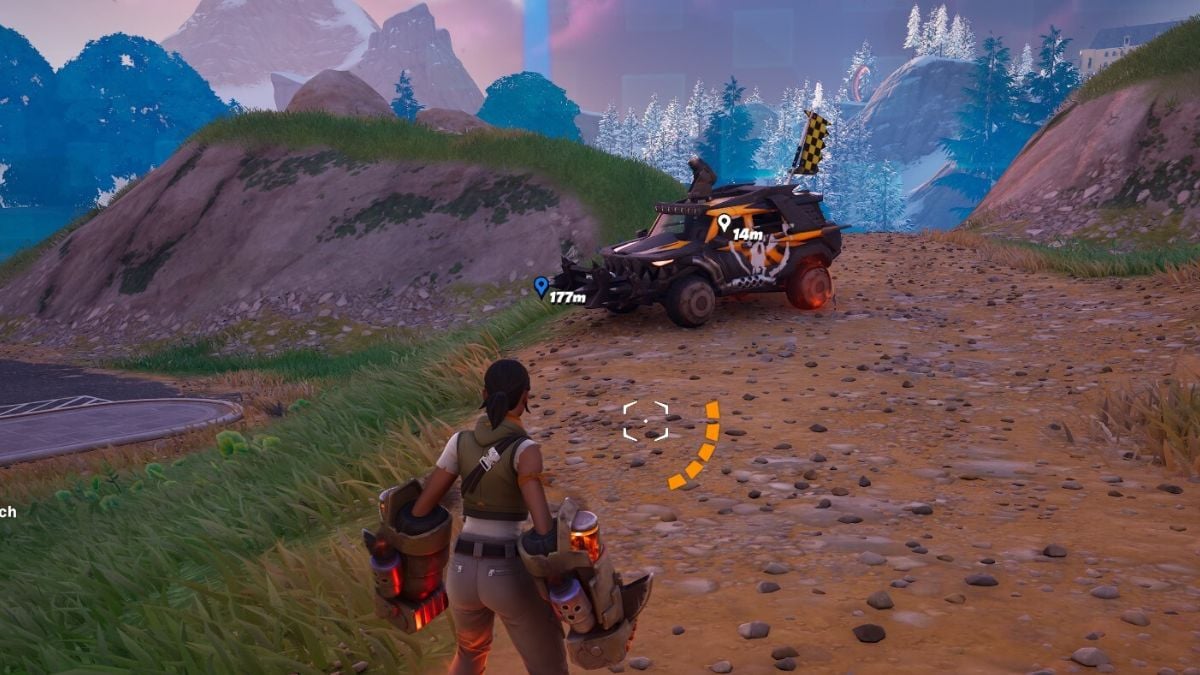 Player looking at Machinist Lockjaw vehicle in Fortnite
