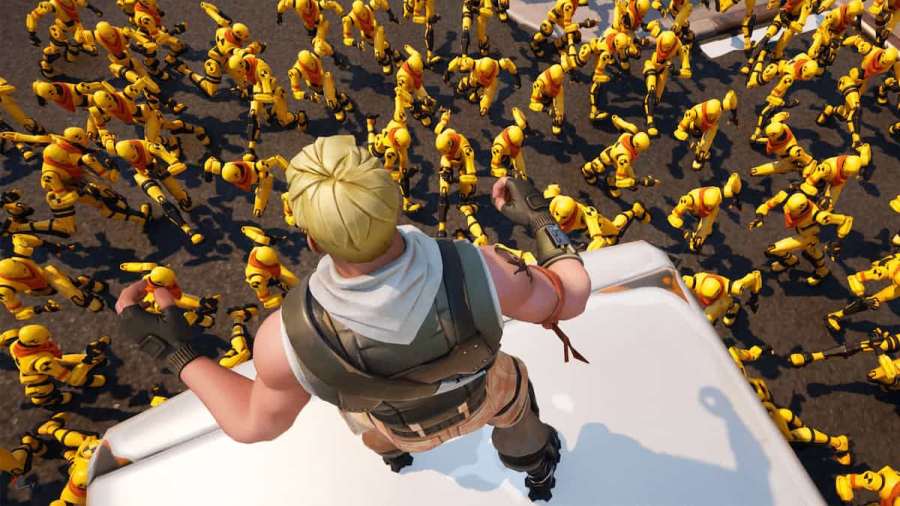 Jonesy surrounded by bots in Fortnite