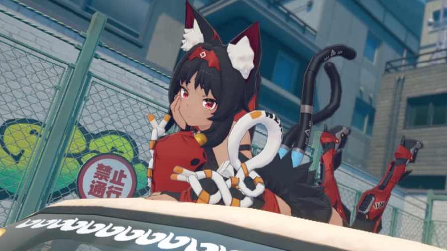 Zenless Zone Zero Nekomata lying on car
