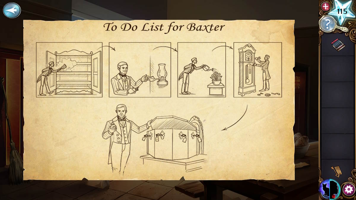 Baxter's to-do list in Haunted Hunt