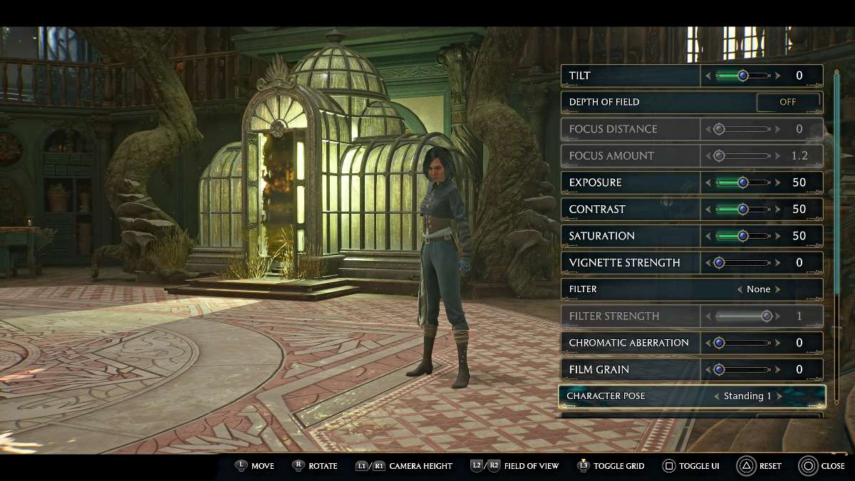 Photo Mode menu in Hogwarts Legacy