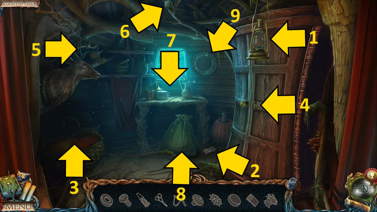 Completing the missing objects puzzle outside the tree in Lost Lands 1: Dark Overlord