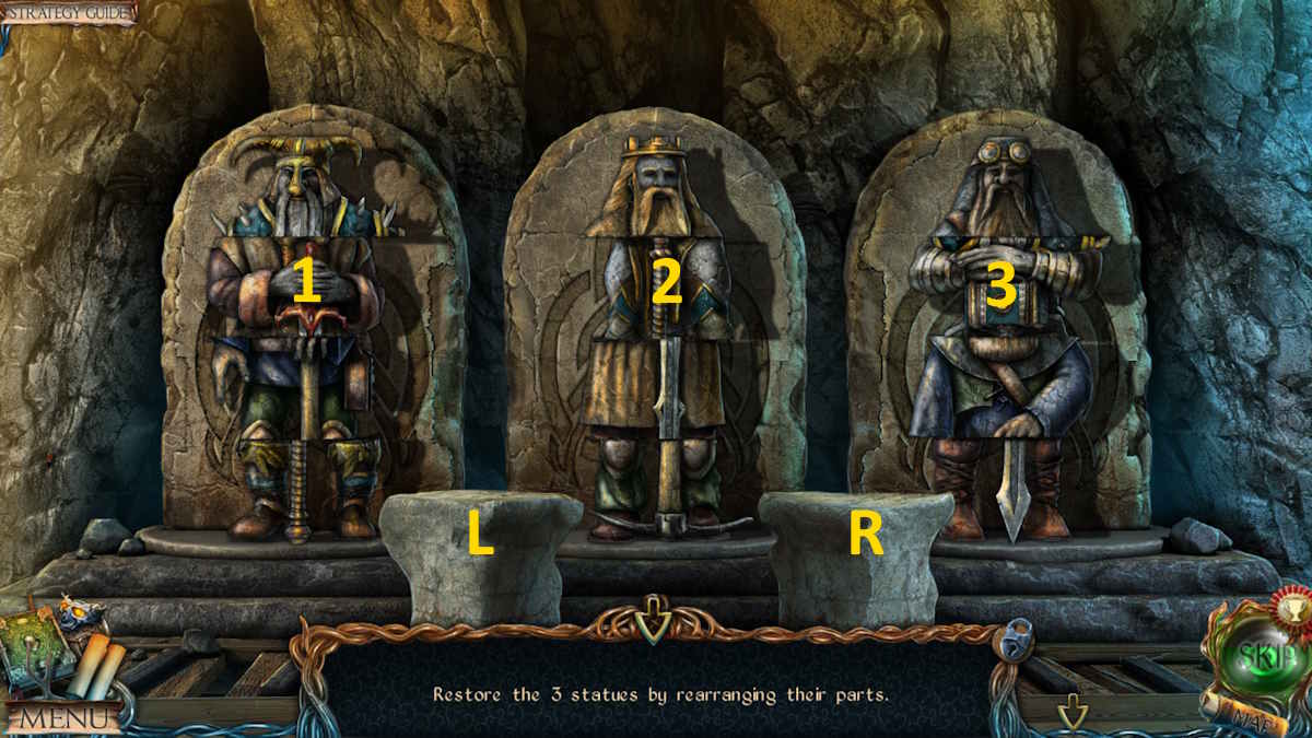 Rearranging the dwarf statue pieces in Lost Lands 1: Dark Overlord