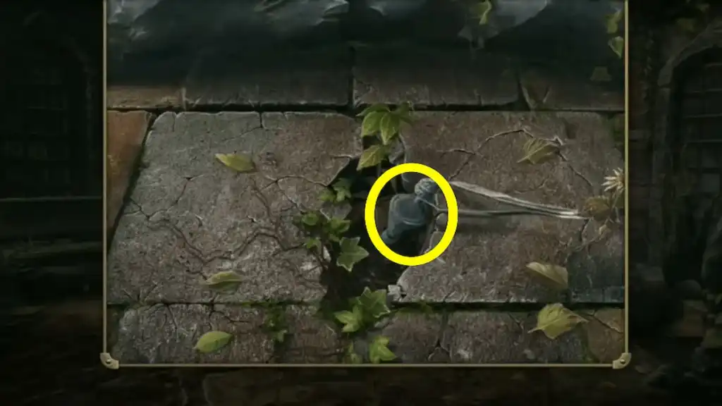 Bottle in cracked stone at gazebo in Mystery Detective Adventure